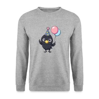 Corbeau Corbeau Anniversaire Bande dessinée Mignon - Sweat-shirt Unisexe - gris chiné - Devant - Alina (178cm) & Michal (187cm)