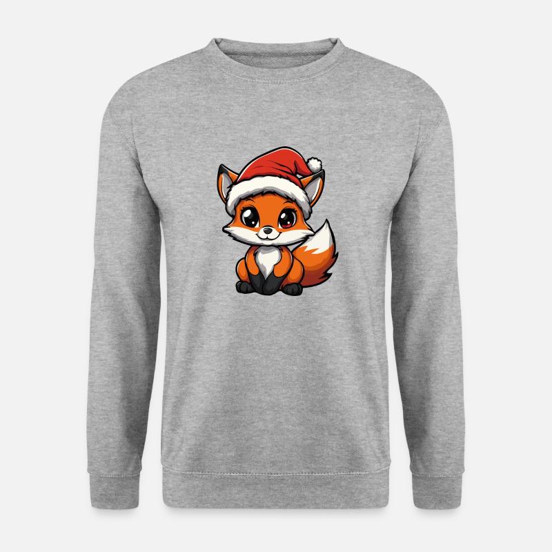 Fuchs Weihnachten Niedlich - Unisex Pullover - Weißgrau meliert