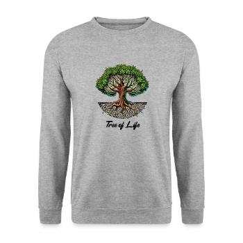 baum des lebens - Unisex Pullover - Weißgrau meliert - Vorne - Alina (178cm) & Michal (187cm)