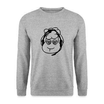 Schaf Gamer Headset Call Center Nerd Traurig Spiel - Unisex Pullover - Weißgrau meliert - Vorne - Alina (178cm) & Michal (187cm)