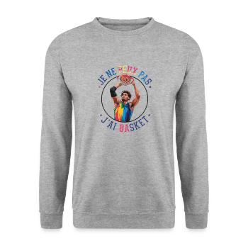 je ne peux pas j ai basket - Sweat-shirt Unisexe - gris chiné - Devant - Alina (178cm) & Michal (187cm)