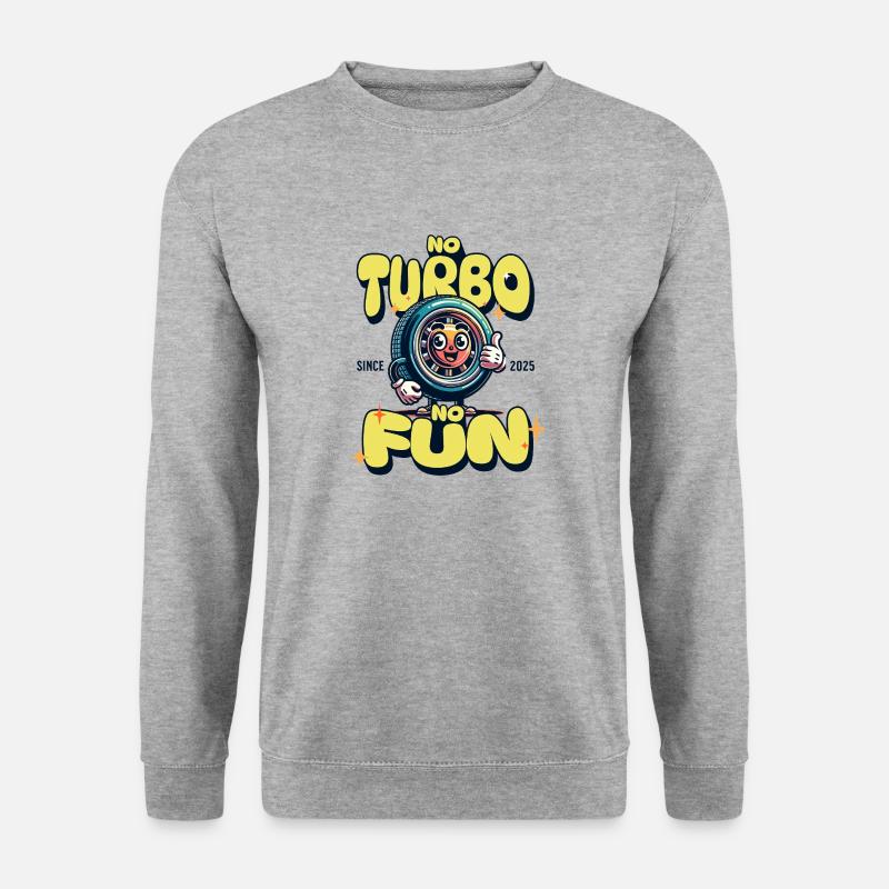 No Turbo No Fun - Unisex Pullover - Weißgrau meliert