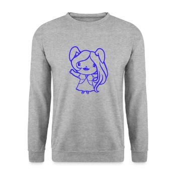 Bunny Girl Pretty Woman Bunny Waving Long Hair - Unisex Sweatshirt - salt & pepper - Front - Alina (178cm) & Michal (187cm)