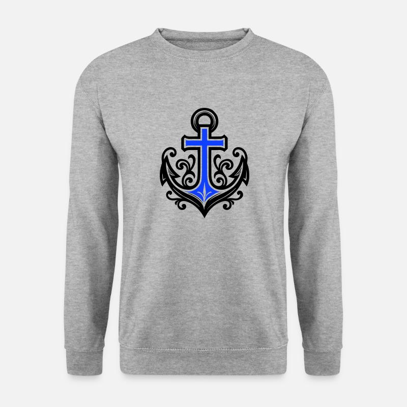 Anker Symbol Kreuz - Unisex Pullover - Weißgrau meliert
