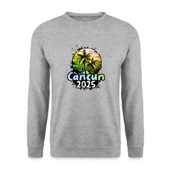Cancun 2025 Palmiers des Fêtes - Sweat-shirt Unisexe - gris chiné - Devant - Alina (178cm) & Michal (187cm)