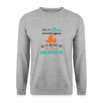 Die besten Babys haben einen Architekten-Vater - Unisex Pullover - Weißgrau meliert - Vorne - Alina (178cm) & Michal (187cm)
