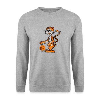 Basketballtiger - Unisex Pullover - Weißgrau meliert - Vorne - Alina (178cm) & Michal (187cm)