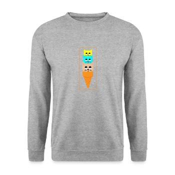 Katze Weihnachten Geschenk Kätzchen verspielt miau - Unisex Pullover - Weißgrau meliert - Vorne - Alina (178cm) & Michal (187cm)
