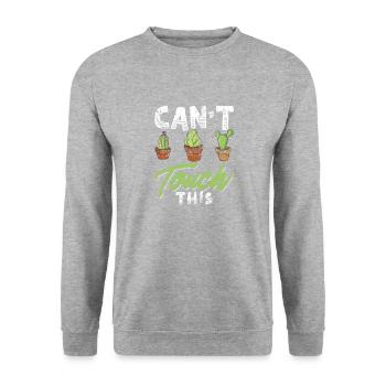 Funny Cactus Shirt Distressed - Unisex Sweatshirt - salt & pepper - Front - Alina (178cm) & Michal (187cm)