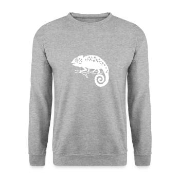 chamäleon - Unisex Pullover - Weißgrau meliert - Vorne - Alina (178cm) & Michal (187cm)