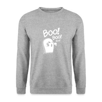 Haunted Spooky Ghost, Boo Apparel and Gifts - Unisex Sweatshirt - salt & pepper - Front - Alina (178cm) & Michal (187cm)