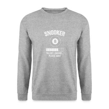 Billard Talent lädt Bitte Warten Geschenk - Unisex Pullover - Weißgrau meliert - Vorne - Alina (178cm) & Michal (187cm)