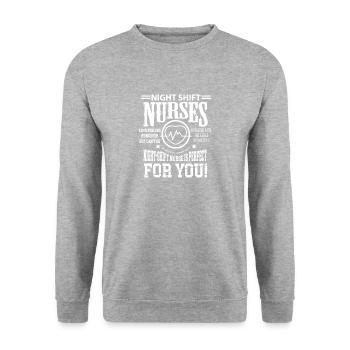 Nachtschicht Krankenschwester Pfleger Geschenk - Unisex Pullover - Weißgrau meliert - Vorne - Alina (178cm) & Michal (187cm)