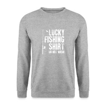 Pêche chanceux T-shirt Ne pas laver pêcheur cool - Sweat-shirt Unisexe - gris chiné - Devant - Alina (178cm) & Michal (187cm)