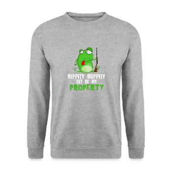 Hippity Hoppity Get Off My Property - Unisex Pullover - Weißgrau meliert - Vorne - Alina (178cm) & Michal (187cm)