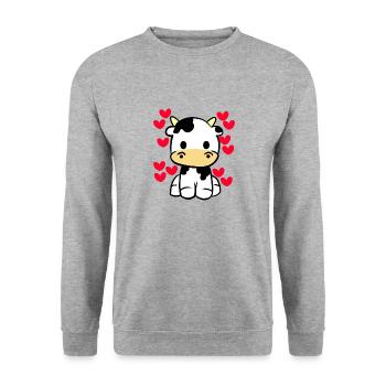 Kuh-reizendes T-Shirt - Valentinsgruß-Tagesnette Herzen - Unisex Pullover - Weißgrau meliert - Vorne - Alina (178cm) & Michal (187cm)