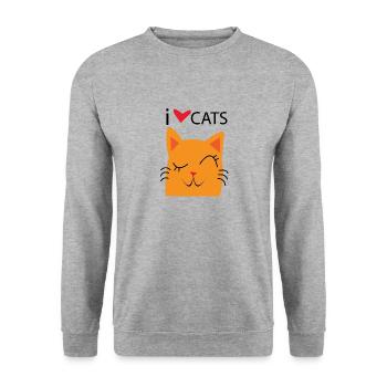 I love cats - Unisex Sweatshirt - salt & pepper - Front - Alina (178cm) & Michal (187cm)