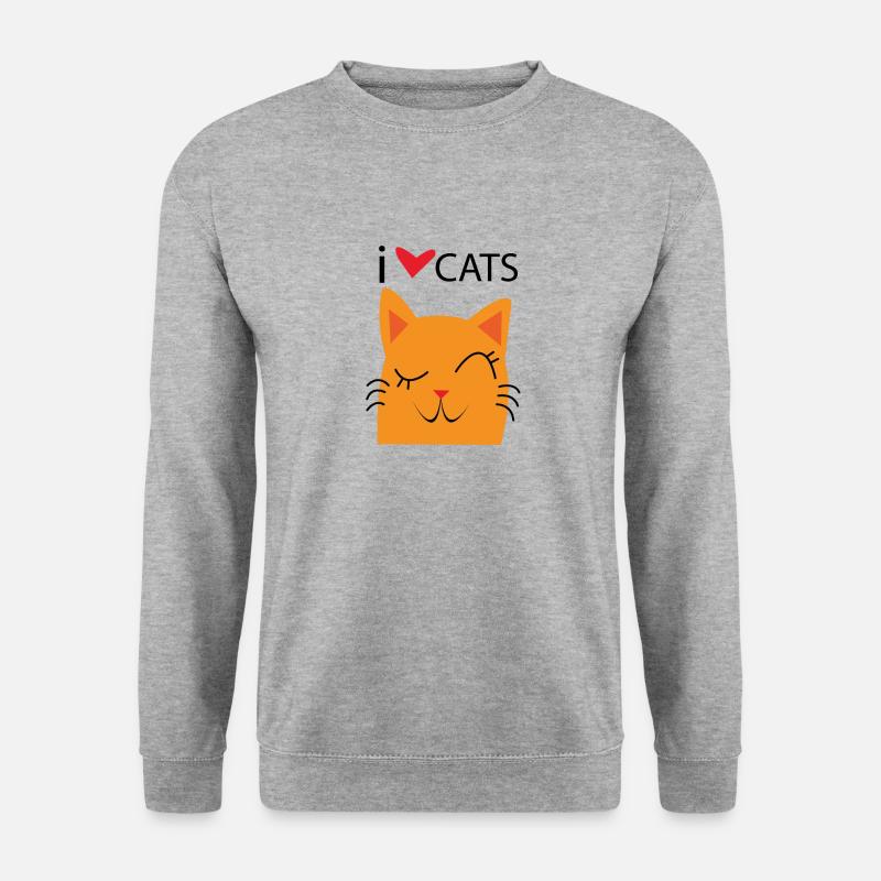 I love Cats - Unisex Pullover - Weißgrau meliert