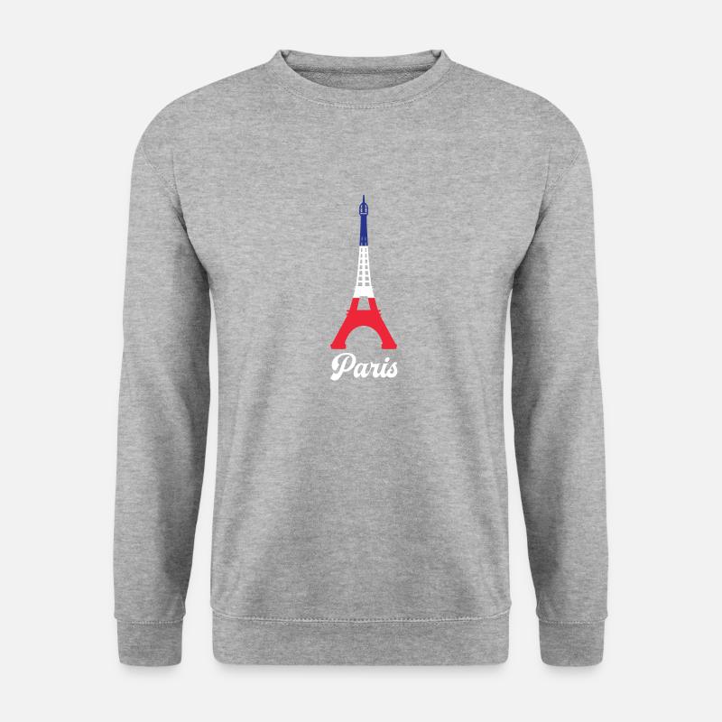 Paris Frankreich Flagge Farbe Eiffelturm Französisch - Unisex Pullover - Weißgrau meliert