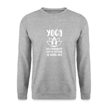 Yoga lustig witzig Geschenk Zen Geburtstag funny - Unisex Pullover - Weißgrau meliert - Vorne - Alina (178cm) & Michal (187cm)