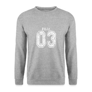 Peja 03 Peje Albanien Kosovo Geschenk Design - Unisex Pullover - Weißgrau meliert - Vorne - Alina (178cm) & Michal (187cm)