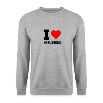 I Love Berlin Kreuzberg Geschenkidee Heimatstadt - Unisex Pullover - Weißgrau meliert - Vorne - Alina (178cm) & Michal (187cm)