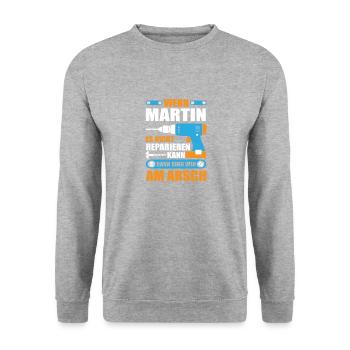 Martin Name Geschenk Reparatur reparieren - Unisex Pullover - Weißgrau meliert - Vorne - Alina (178cm) & Michal (187cm)