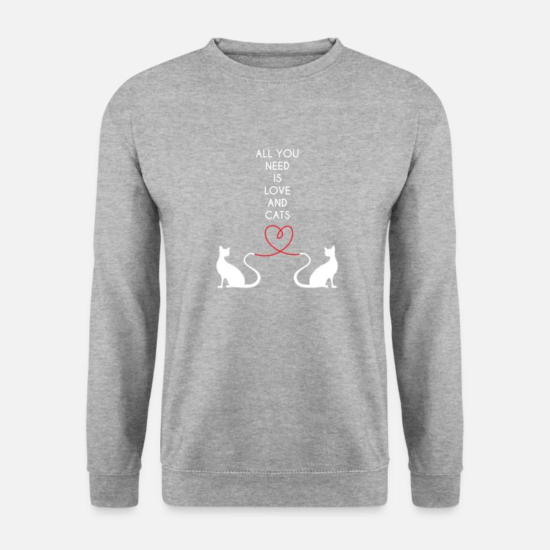 Katze - Liebe - Katzen - Ich liebe meine Katze - Unisex Pullover - Weißgrau meliert