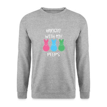 Ostern - Osterhase - Osterfest - Geschenke - Unisex Pullover - Weißgrau meliert - Vorne - Alina (178cm) & Michal (187cm)