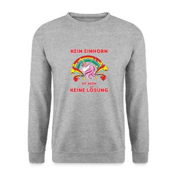 Kein Einhorn ist auch keine Lösung - Unisex Pullover - Weißgrau meliert - Vorne - Alina (178cm) & Michal (187cm)