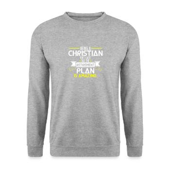 LE PLAN DE RETRAITES - RETRAITES - CHRISTIAN - Sweat-shirt Unisexe - gris chiné - Devant - Alina (178cm) & Michal (187cm)