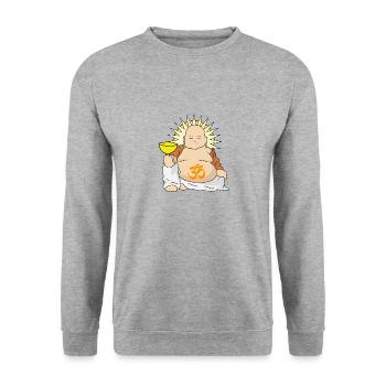 Buddha Buddhism Siddhartha Gautama Yogi Yoga OM - Unisex Sweatshirt - salt & pepper - Front - Alina (178cm) & Michal (187cm)