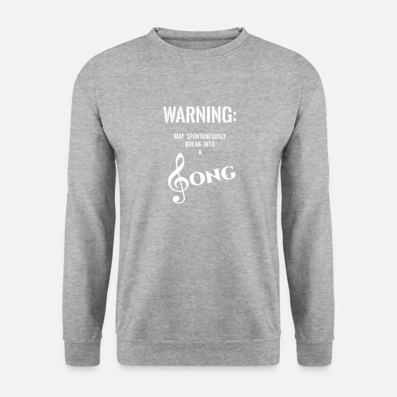 Warnung - Lied - Singen - Notenschlüssel - Unisex Pullover - Weißgrau meliert