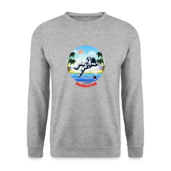 Mazinasyon - Unisex Pullover - Weißgrau meliert - Vorne - Alina (178cm) & Michal (187cm)