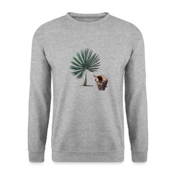 Palme - Unisex Pullover - Weißgrau meliert - Vorne - Alina (178cm) & Michal (187cm)