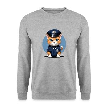 Cats Policeman Cat Cop Gift Police - Unisex Sweatshirt - salt & pepper - Front - Alina (178cm) & Michal (187cm)