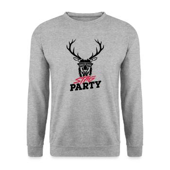 Junggesellenabschied - Schwarzes Design - Unisex Pullover - Weißgrau meliert - Vorne - Alina (178cm) & Michal (187cm)