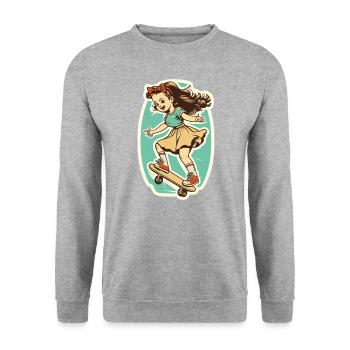 Skater Girl - Unisex Sweatshirt - salt & pepper - Front - Alina (178cm) & Michal (187cm)
