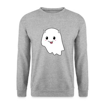 Design Halloween fantôme coquin - Sweat-shirt Unisexe - gris chiné - Devant - Alina (178cm) & Michal (187cm)