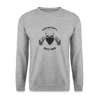 Criminel Badass - Sweat-shirt Unisexe - gris chiné - Devant - Alina (178cm) & Michal (187cm)