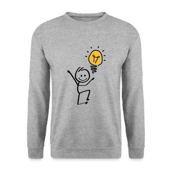 Idées ampoules, idée géniale. séance de brainstorming - Sweat-shirt Unisexe - gris chiné - Devant - Alina (178cm) & Michal (187cm)