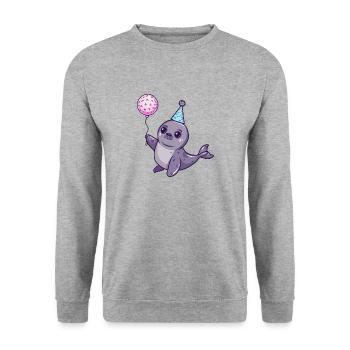phoque animal anniversaire bébé - Sweat-shirt Unisexe - gris chiné - Devant - Alina (178cm) & Michal (187cm)