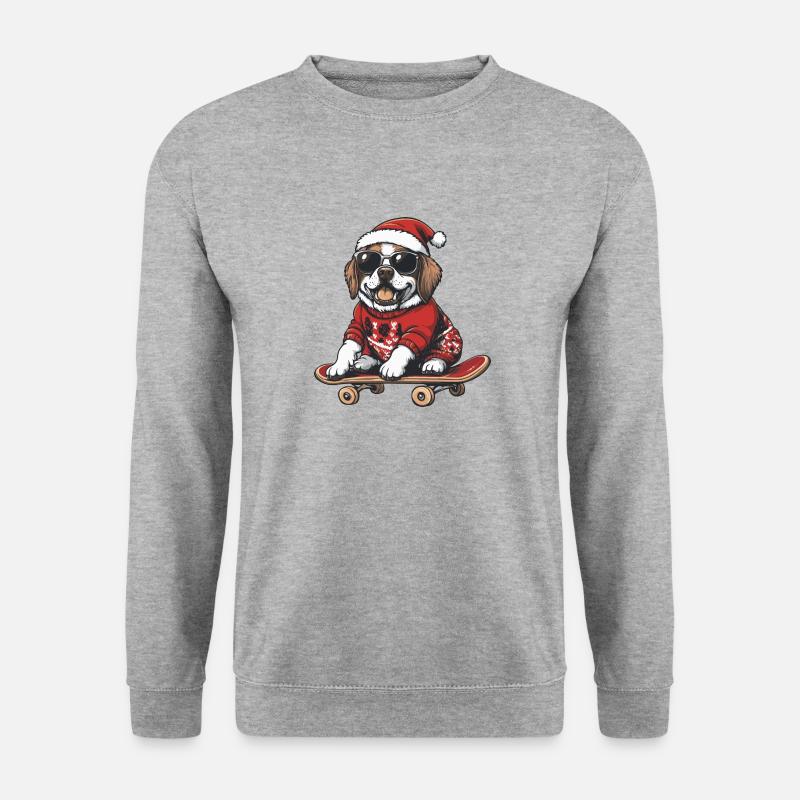 Saint Bernard Dog Christmas Skateboard - Unisex Sweatshirt - salt & pepper