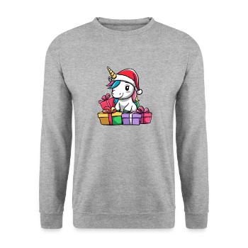 Cadeaux de Noël Licorne - Sweat-shirt Unisexe - gris chiné - Devant - Alina (178cm) & Michal (187cm)