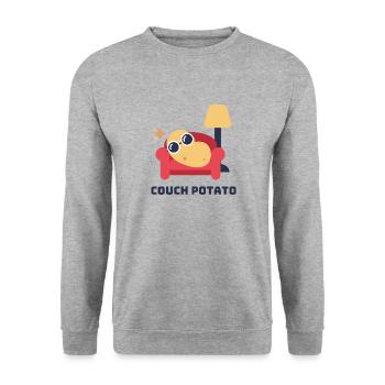 couch potato - Unisex Pullover - Weißgrau meliert - Vorne - Alina (178cm) & Michal (187cm)