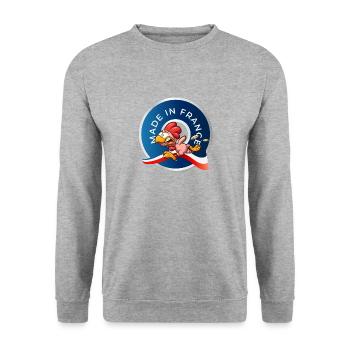 MADE IN FRANCE - Sweat-shirt Unisexe - gris chiné - Devant - Alina (178cm) & Michal (187cm)