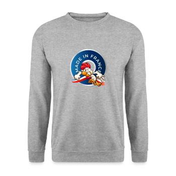 MADE IN FRANCE - Sweat-shirt Unisexe - gris chiné - Devant - Alina (178cm) & Michal (187cm)