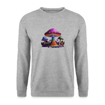 Mushrooms - Unisex Pullover - Weißgrau meliert - Vorne - Alina (178cm) & Michal (187cm)