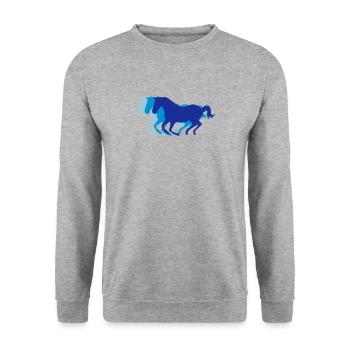 Three horses at gallop - Unisex Sweatshirt - salt & pepper - Front - Alina (178cm) & Michal (187cm)
