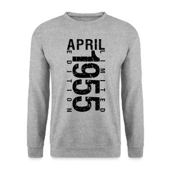 Birthday April 1955 April born in April 1955 - Unisex Sweatshirt - salt & pepper - Front - Alina (178cm) & Michal (187cm)